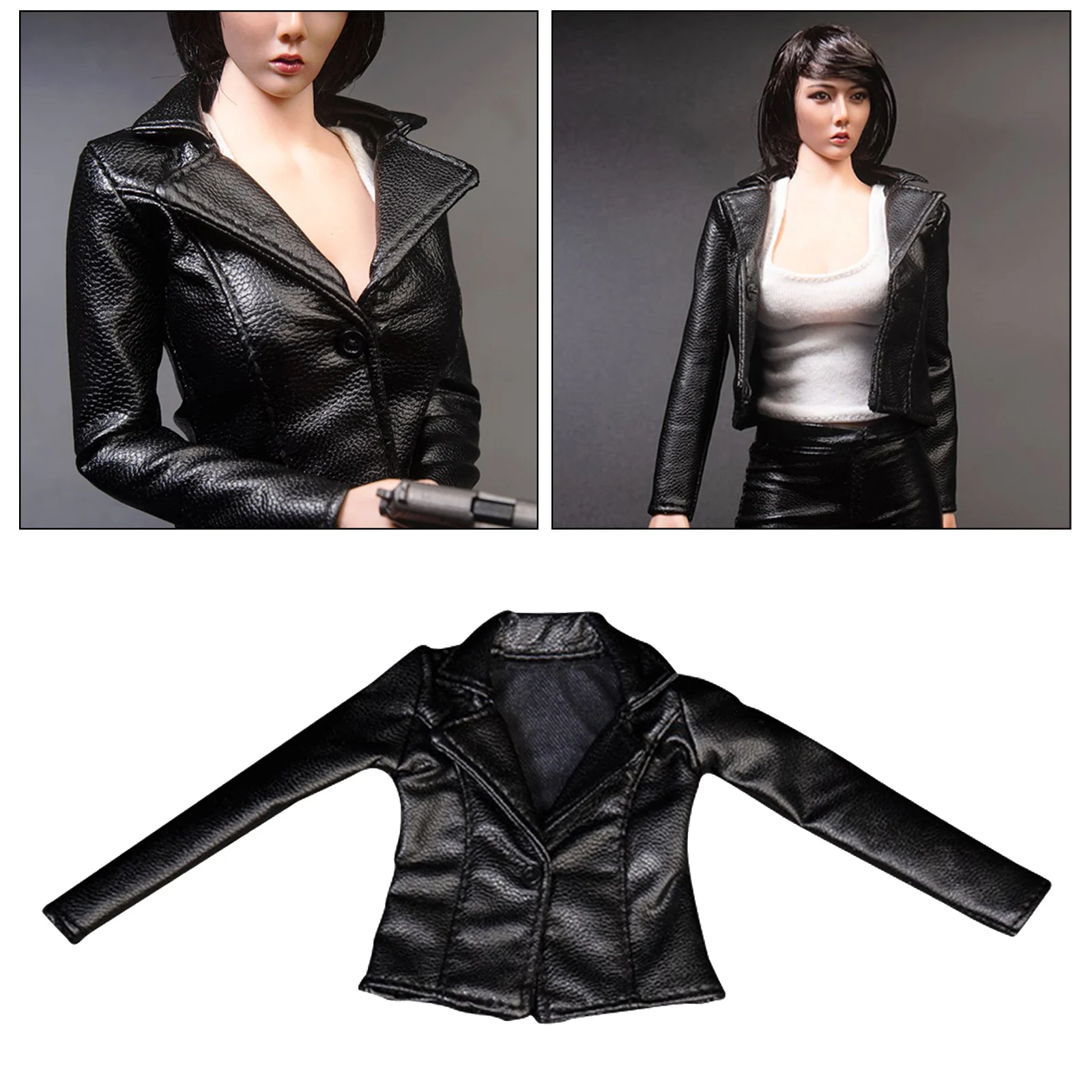 1:6 Scale Handmade Shorts PU Leather Jacket Coat for HT Female Figure Doll