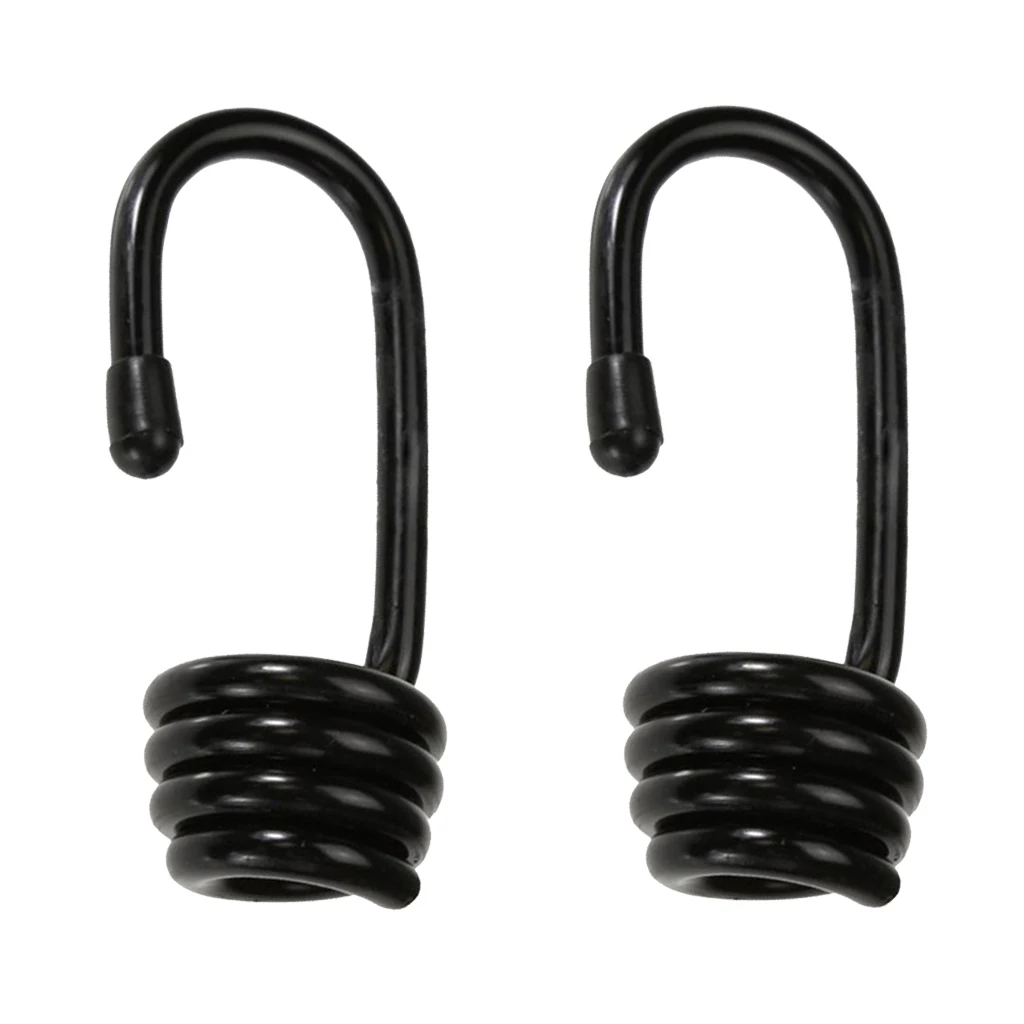Prettyia 2pcs Plastic-coated Bungee Shock Cord Hook Spiral Wire Hooks End