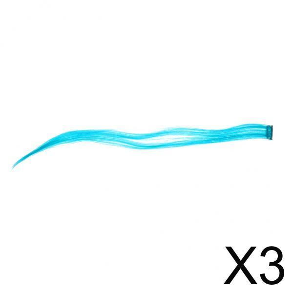 3X 1 Piece Personality Punk Gradient Dyeing Hairpiece Wig Clip Blue