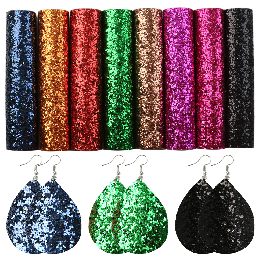 Description Picture 3 of itemA5 Size 5-8pcs/lot Chunky Glitter Faux Leather Sheets Solid Color Synthetic Leather Fabric Set DIY Earrings Bows Craft,1Yc15424