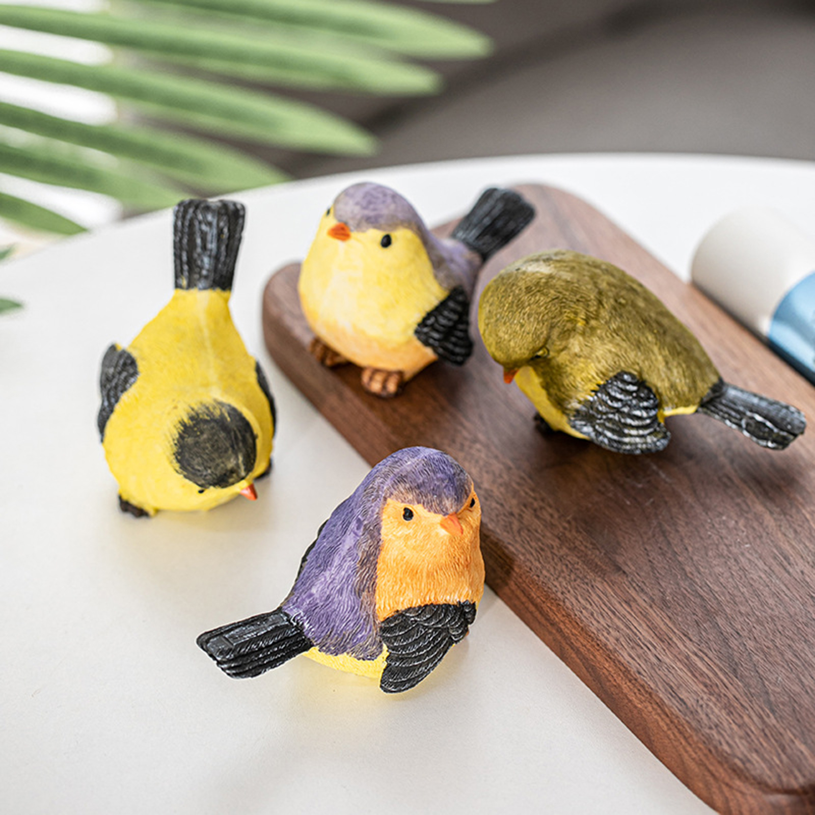 4 PCS Craft Lovely Bird Figurine Funny Micro Landscape Resin Magpie Garden Statues Sculpture Lawn Home Outdoor Decoration Gift