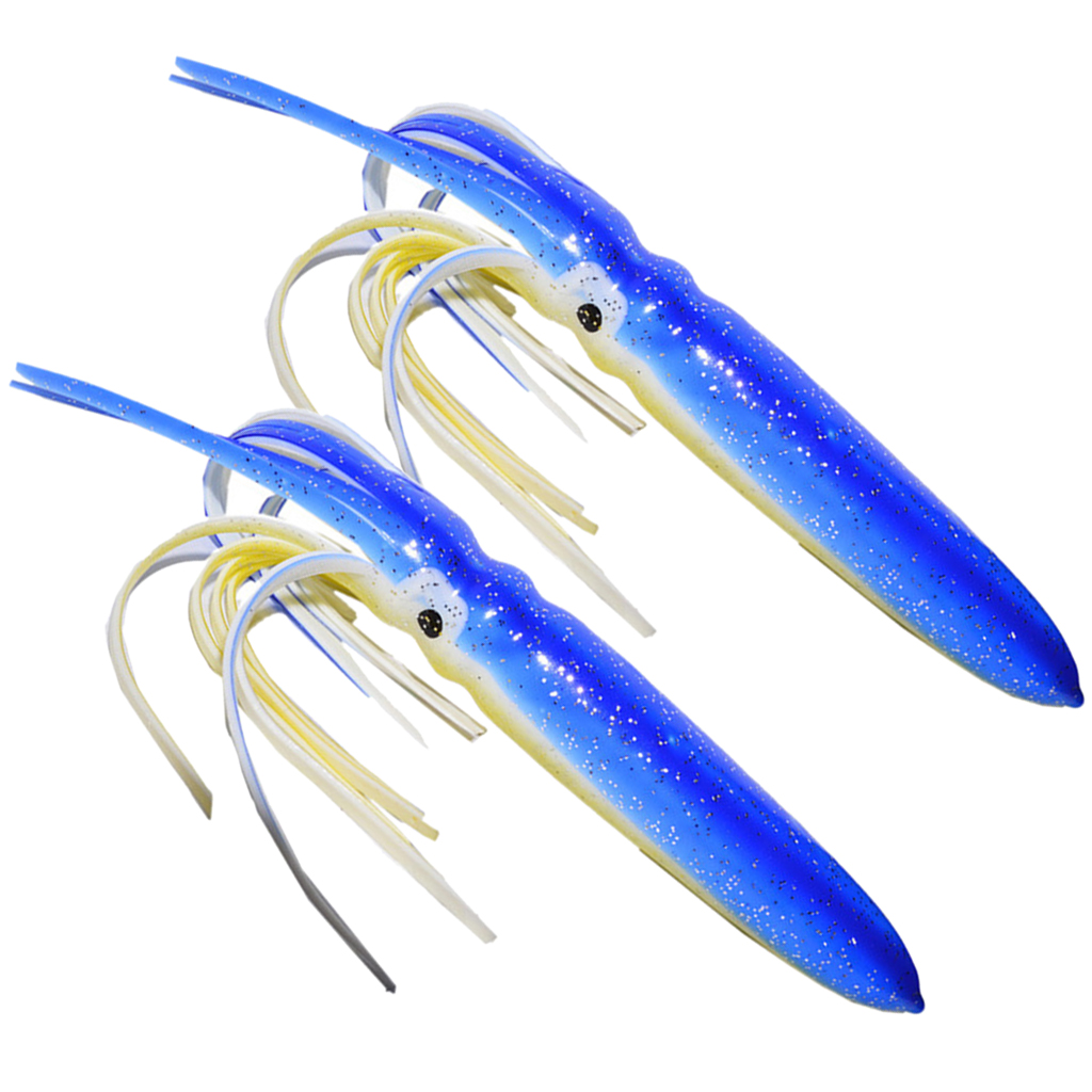 2pcs Soft PVC Octopus Lures Fishing Squid Skirt Lure Trolling Bait Lifelike Big Game Skirts Baits for Sea Fishing