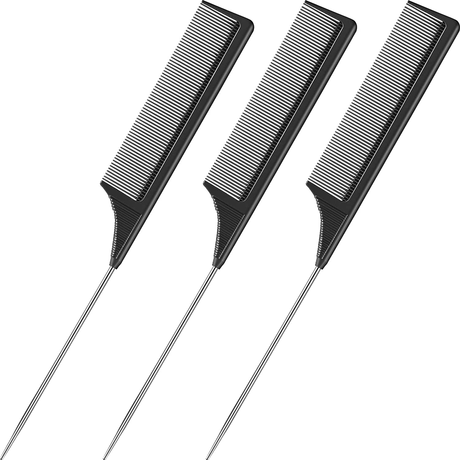 Best of 3 Packs Rat Tail Comb Steel Pin Rat Tail Carbon Fiber Heat Resistant Teasing Combs With Stainless Steel Pintail Reviews & Tips