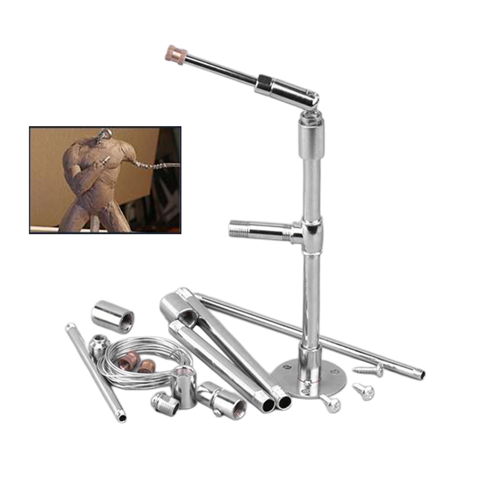 1 Set Metal Pipe and Base Holder/Support/Stand for DIY Pottery Clay Art Crafts Statue Artist Tool Kits