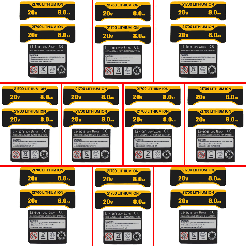 DCB200 10 * 21700 Li-Ionen-Akku 8,0 Ah Aufkleber für DeWalt 18 V 20 V Lithium-Akku Etikettenzubehör DCB200 DCB203 – Detail 5