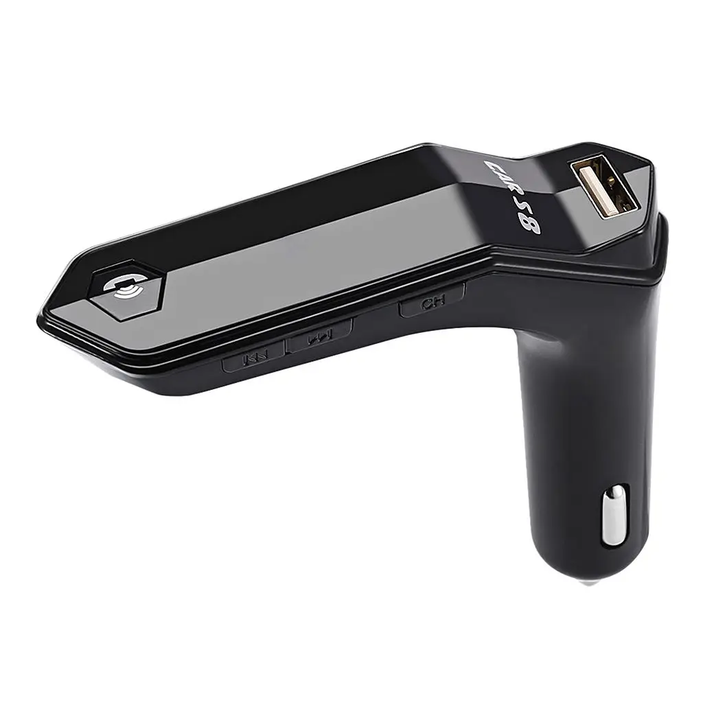 S8 Wireless Bluetooth Car FM Transmitter Handsfree Player USB Charger Black