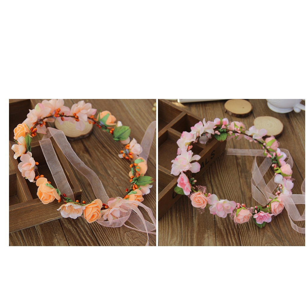 Floral Crown Headband Wedding Garland Bridal Floral Wreath Hairband for Women Girl Hair Decoration