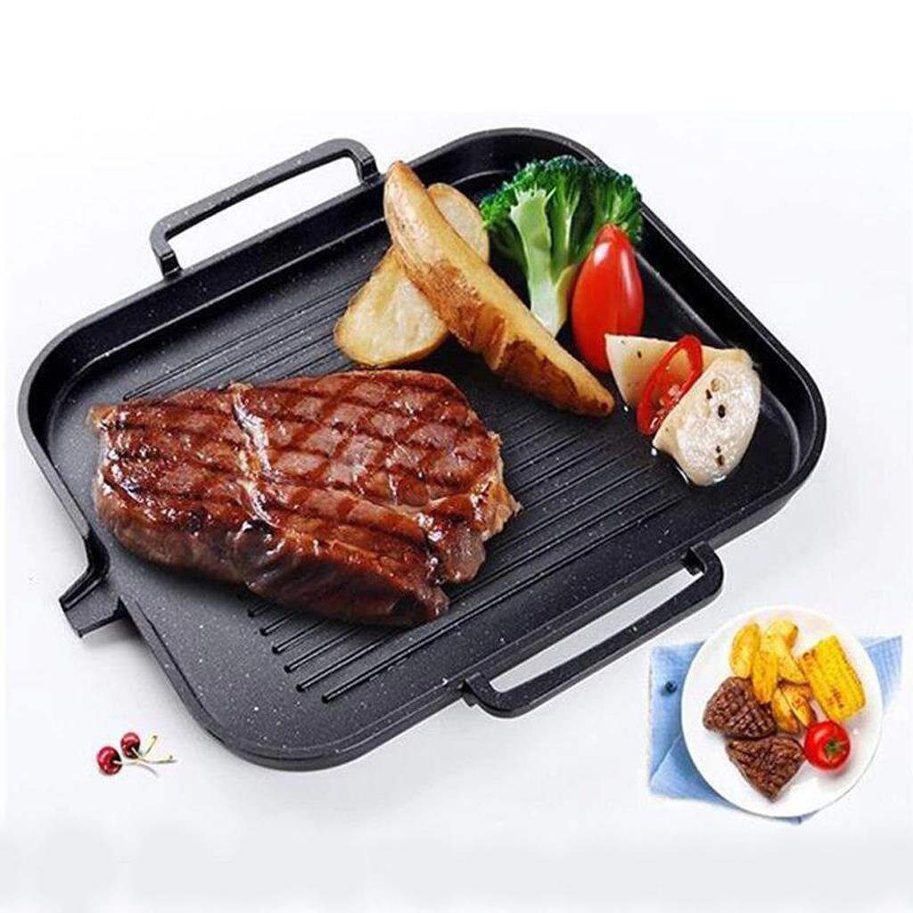 Kitchen Non-Stick Cooking Grill Pan Frying Pan Aluminum Alloy BBQ Grill Pan