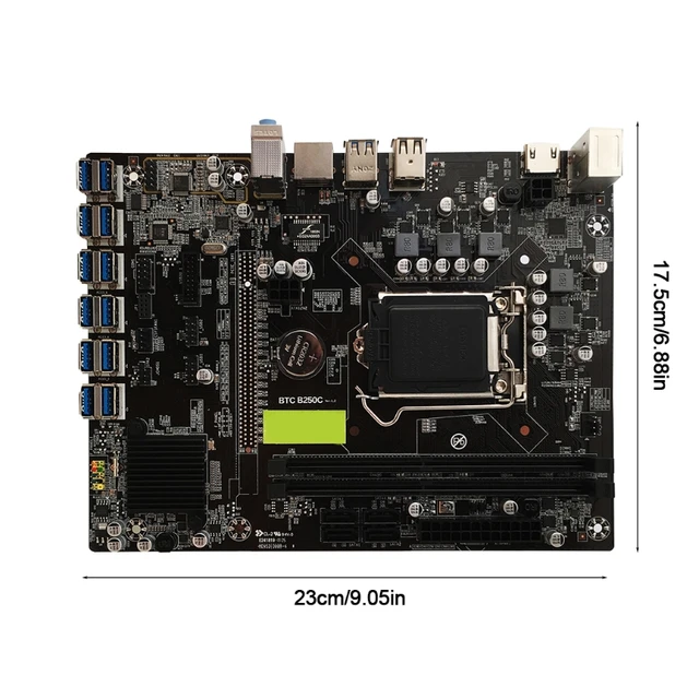 B250C BTC Mining Motherboard 12 PCI-E Support 12 Video Card LGA ...