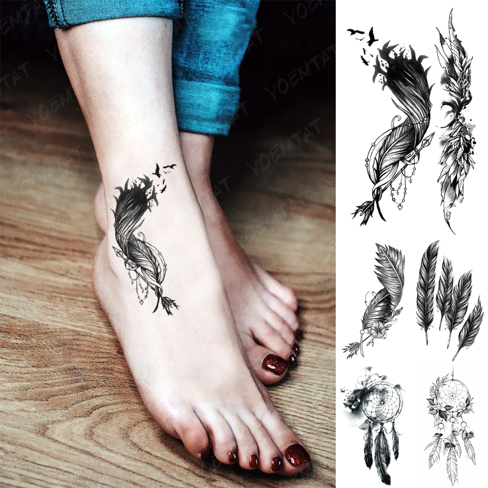 Best of Henna Waterproof Temporary Tattoo Sticker Black Feather Cute Child Wrist Ankle Sexy Tattoos Body Art Flash Fake Tatoo Women Men Reviews & Tips