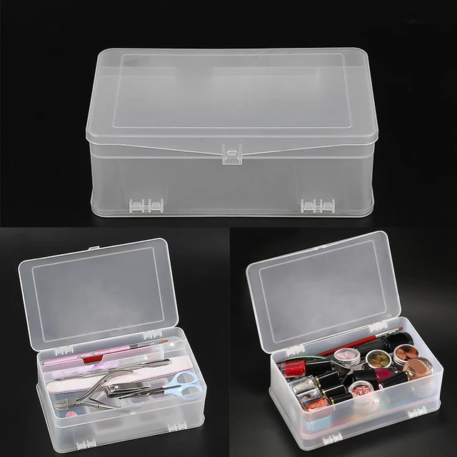 Manicure Tool Box, 8 Pieces Clear Box for Nail Tool, Transparent