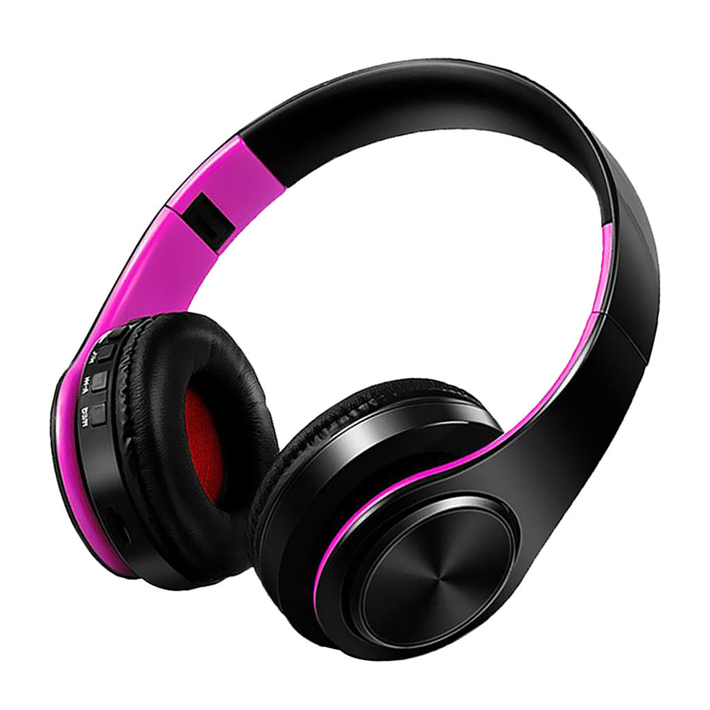 Noise Cancelling Wireless Bluetooth Over-ear Foldable Headphones Headset Black &Purple