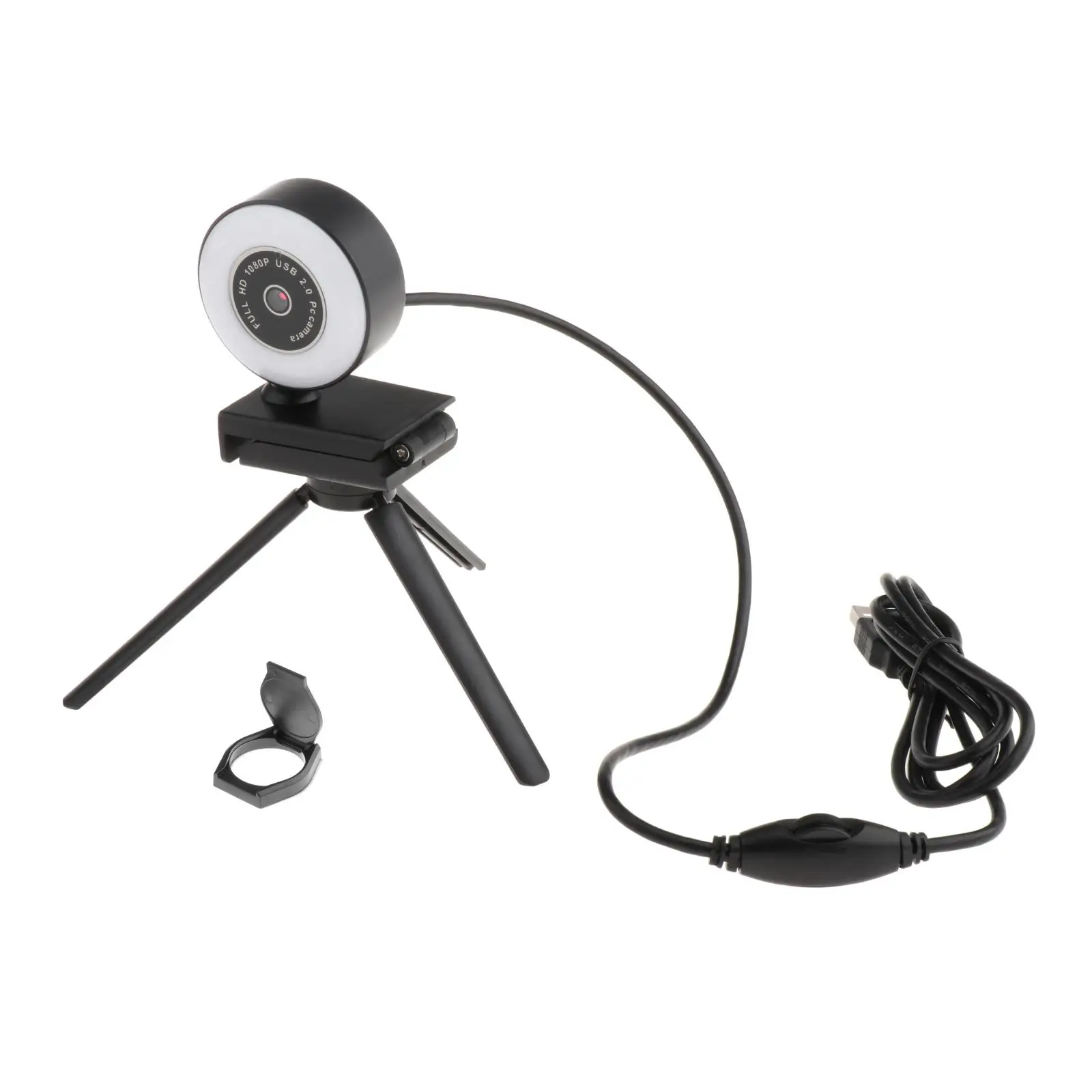 HD USB Webcam for Desktop Laptop Video Record with Microphone   Light
