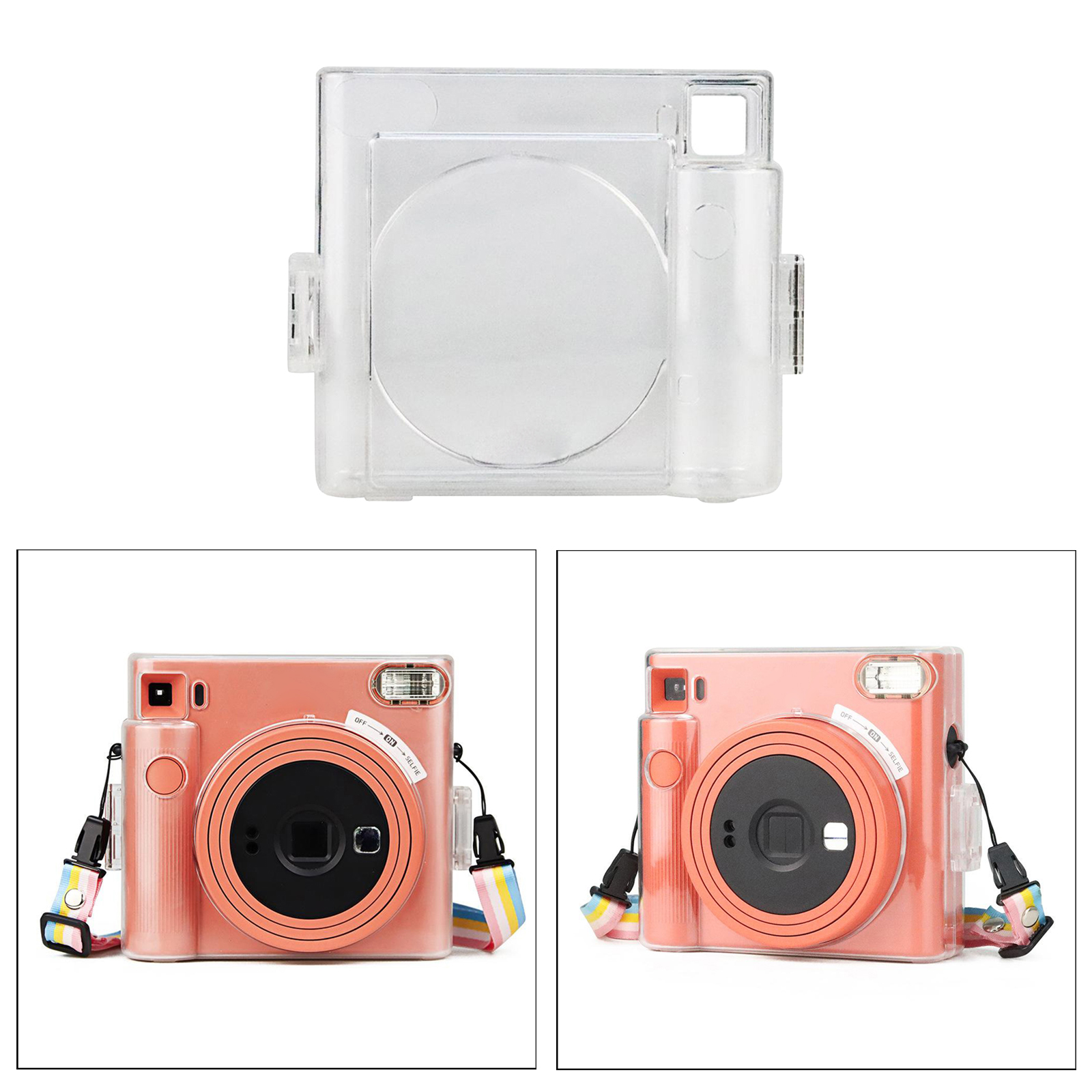 PVC Protective Case Cover Pouch with Removable Shoulder Strap Transparent for Fujifilm Instax Square SQ1 Camera
