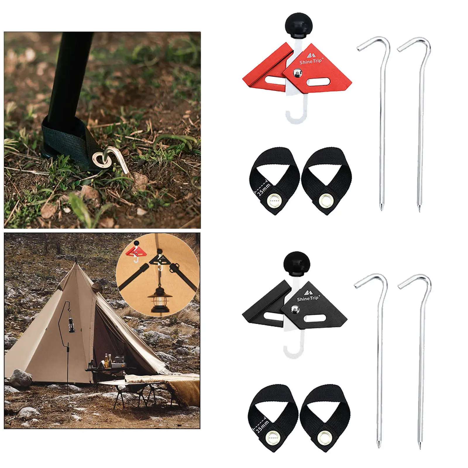 Adjustable Tarp Pole Tip Caps Single Person Tent Building Pole Connector Holder Shelter Canopy Ripping Protect Joint Rod Ball