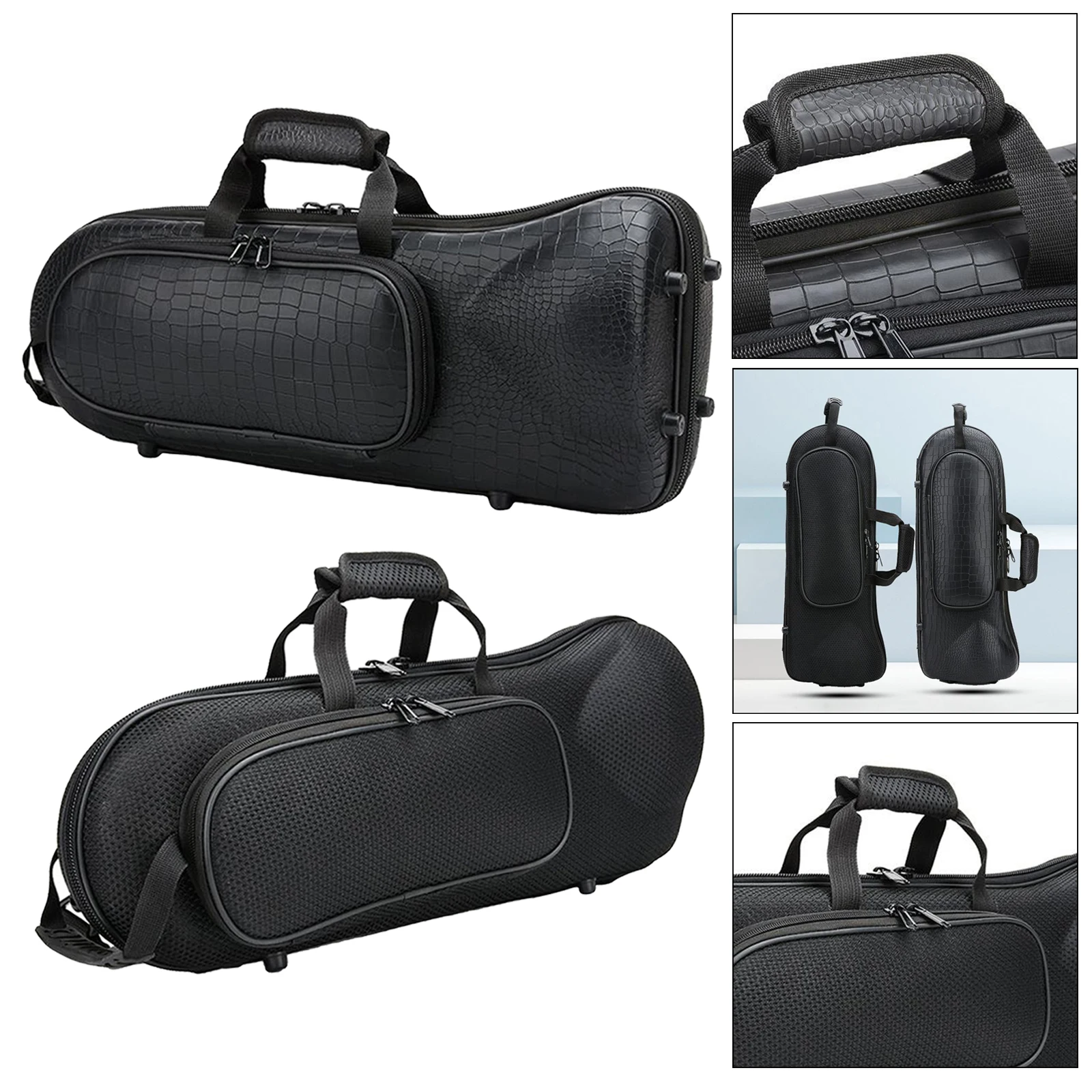 Case Lightweight Trumpet Case with Removable Strap and Soft Padded Handle All Black