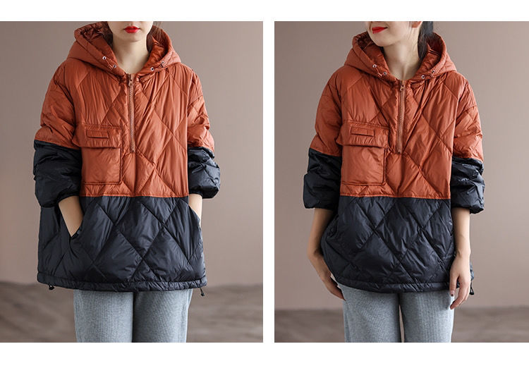 2021 Women's Autumn and Winter New Lightweight Jacket Casual Loose Hooded Pullover Warm Puffer Jacket Women's Clothing   J15478