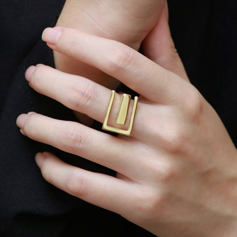 Minimalist 925 Sterling Silver Width Rings For Women Trendy Creative France Gold Plated Elegant Bride Jewelry Gifts