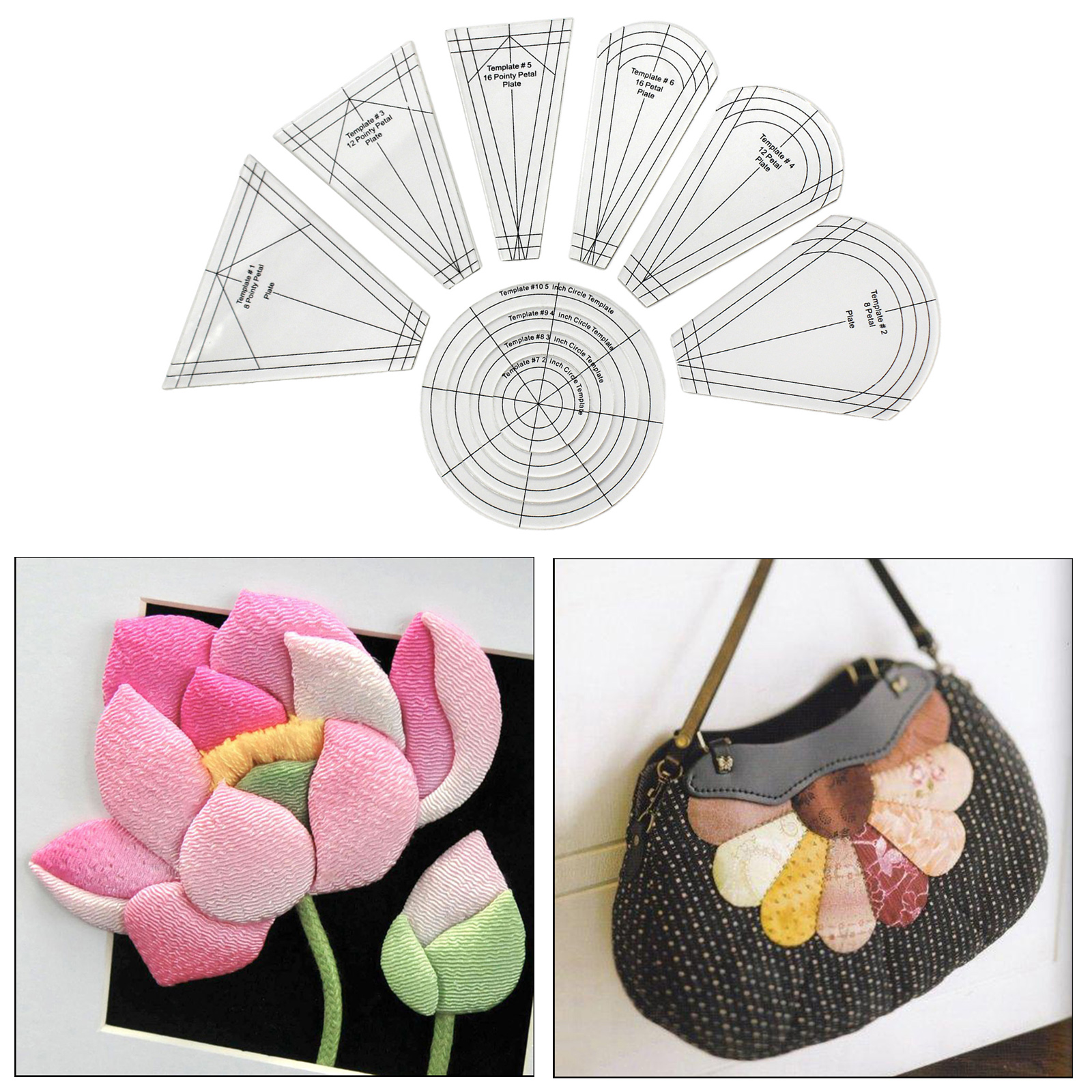 Dresden Quilting Template - 10 Pieces Dresden Plate Template Patchwork Regular Ruler Dresden Petals for Domestic Sewing Machine