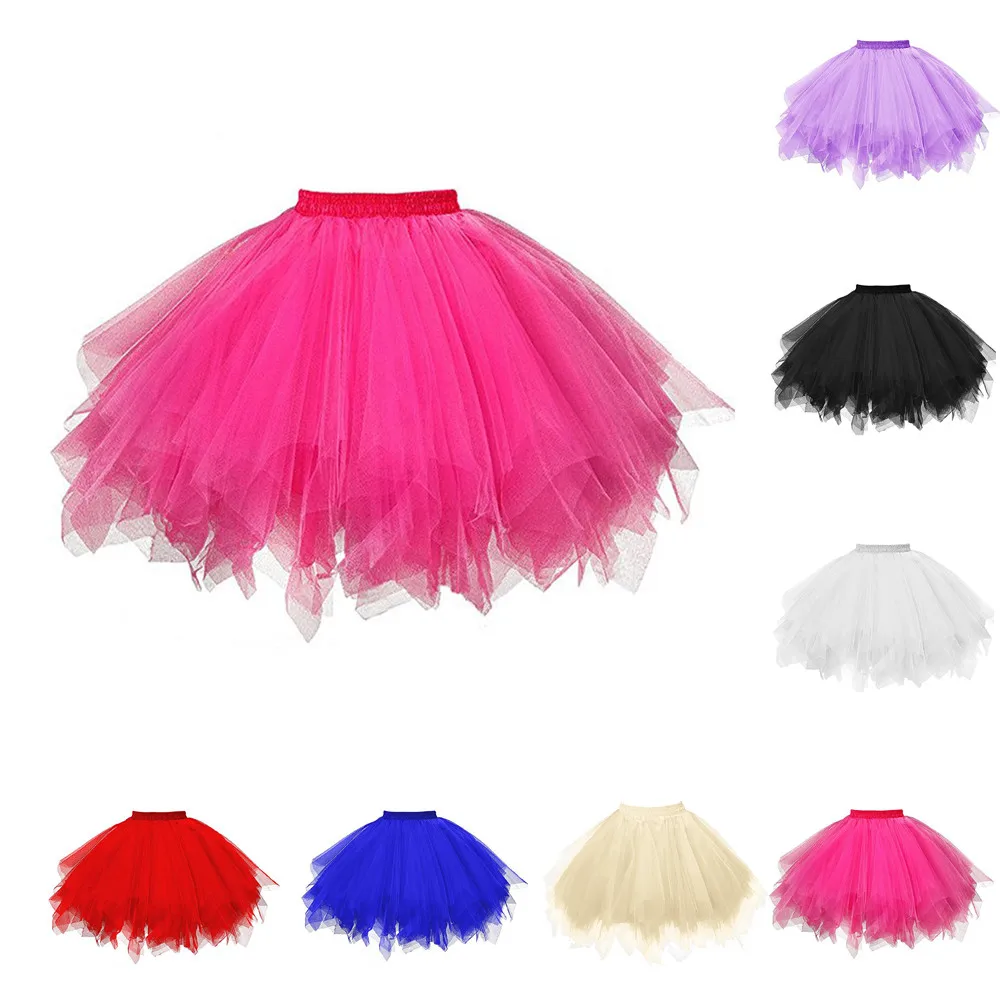 Princess Midi Fairy Tulle Skirt Pleated Dance Tutu Skirts Womens Lolita Petticoat Jupe Tulle Femme Party Puffy Skirts Adult 2021 black tennis skirt