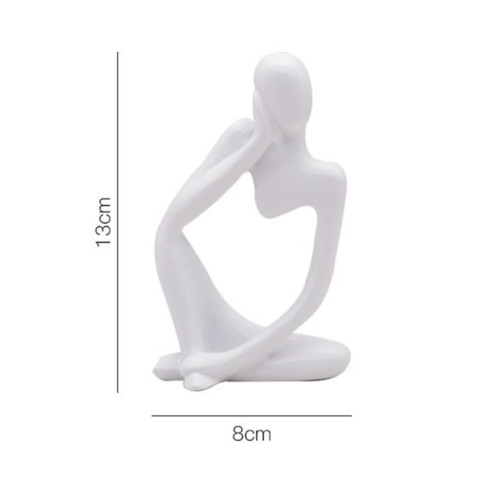 Thinker Sculpture Figurine Home Statues Modern Bookcase Decor White Left