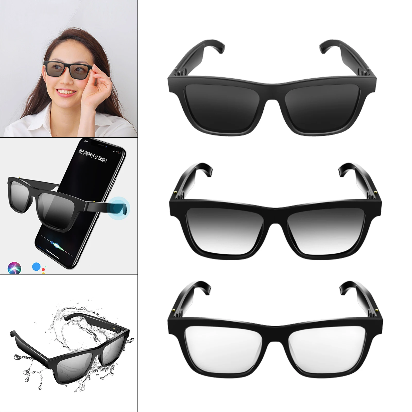 Wireless Smart Glasses with Built-in Mic Open-Ear Headphones for IOS Android for Women and Men