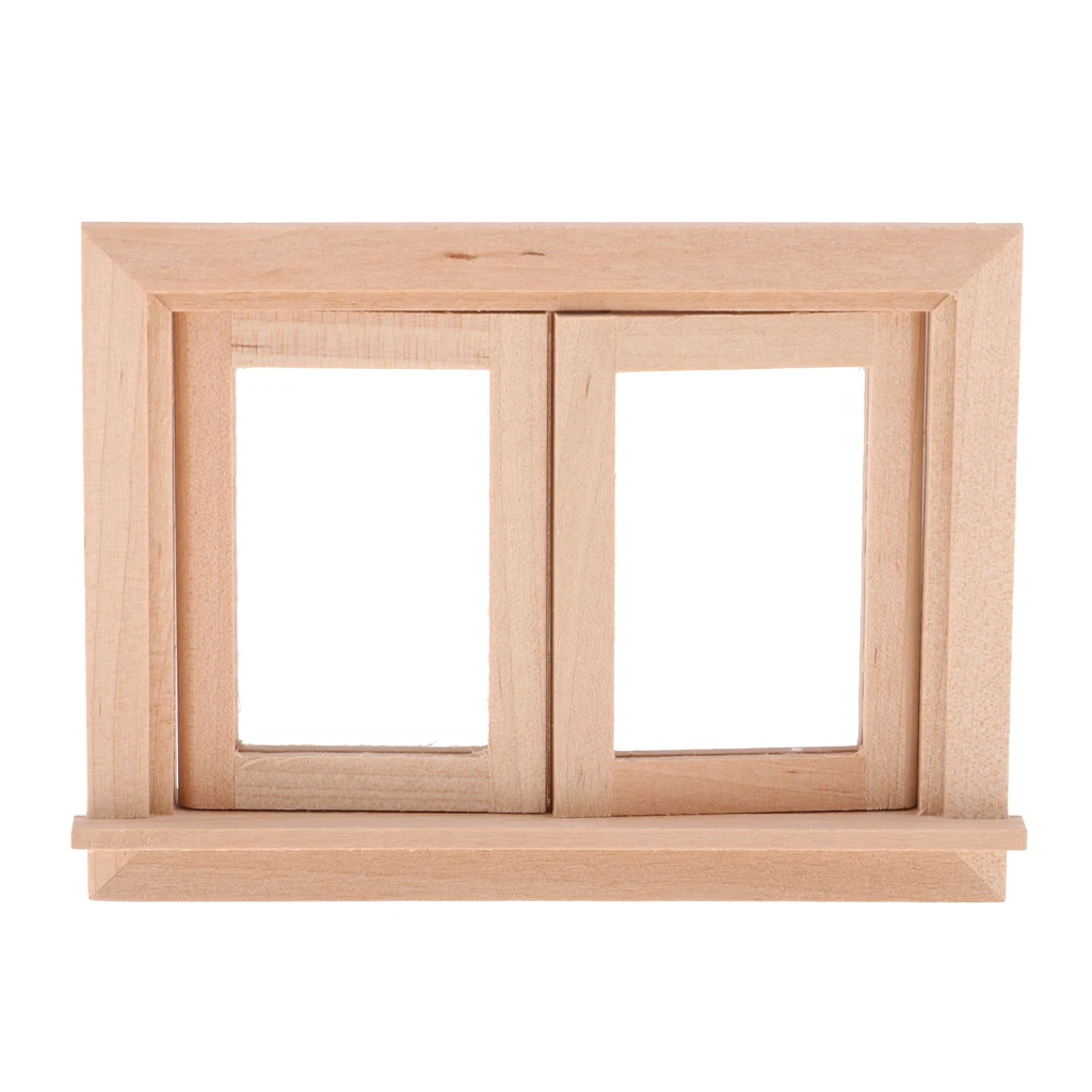 Unpainted 1/12 Miniature 2Pane Window Frame for Dollhouse Making Room Home Decor