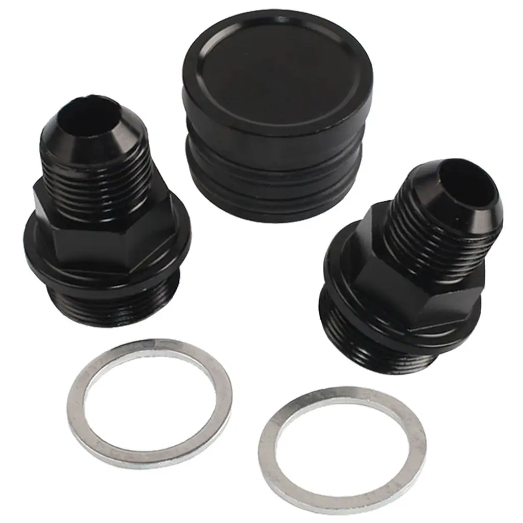 Black Rear Block Breather Fittings and Plug for B16 B18C Catch CAN M28 to 10AN (Joint *3, Gasket *2)