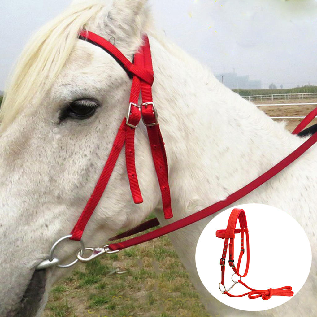 Soft Nylon Horse Bridle Headstall with Removable Snaffle High Density Halter Horse Rein Harness Headstalls Removable Snaffle