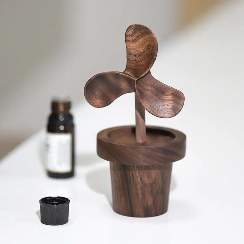 Non-Electric Wood Reed Diffuser Aromatherapy Black Walnut Diffuser for Desk Car Indoor