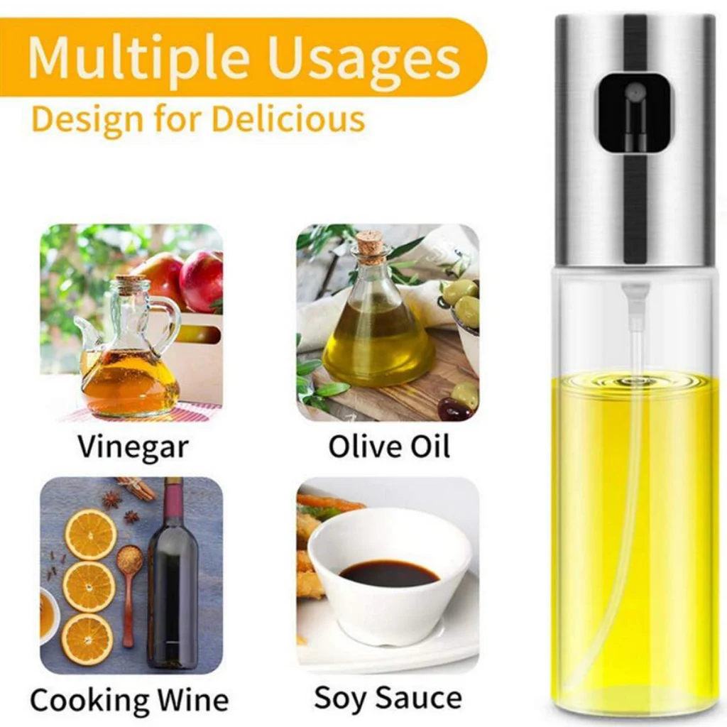 Glass Olive Oil Sprayer Oil Spray Empty Bottle Vinegar Bottle  for Kitchen 100ml