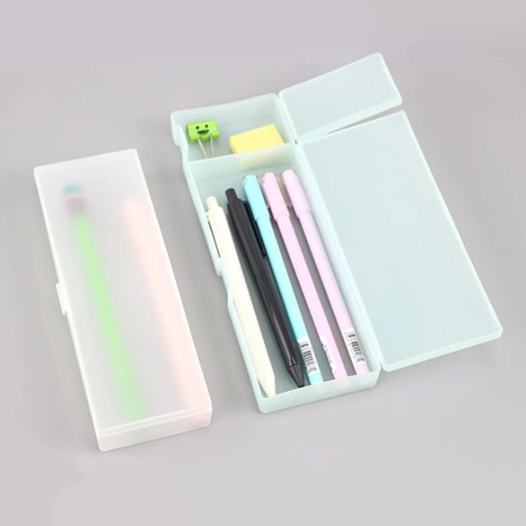 Clear Pencil Case Box Organizer Pen Holder for Office Clerk & Students Lightweight