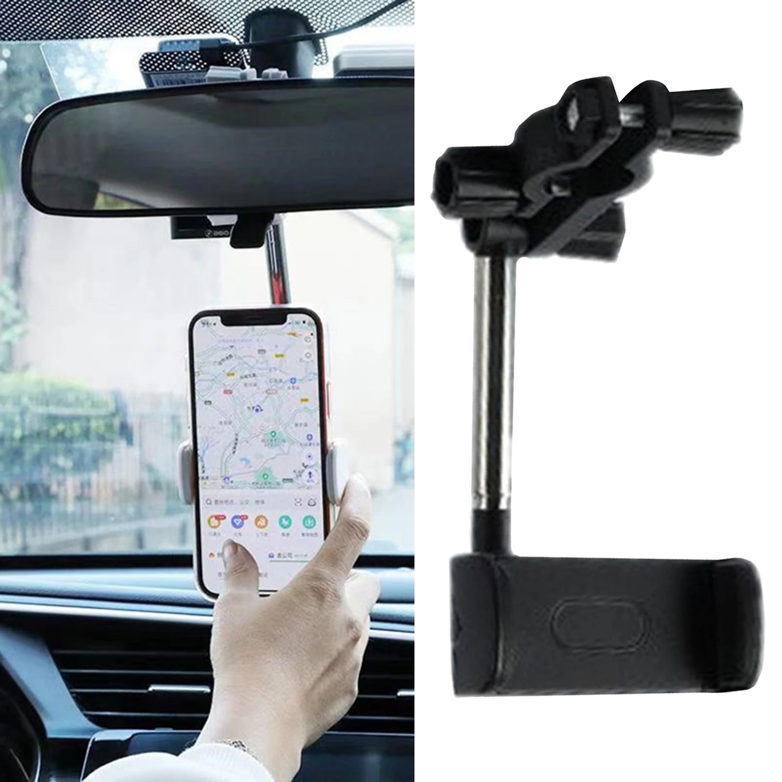 Car Mount Cell Phone Holder 360° Car Rearview Mirror Mount Truck Auto Bracket Holder Cradle for GPS/PDA / MP3 / MP4 Devices