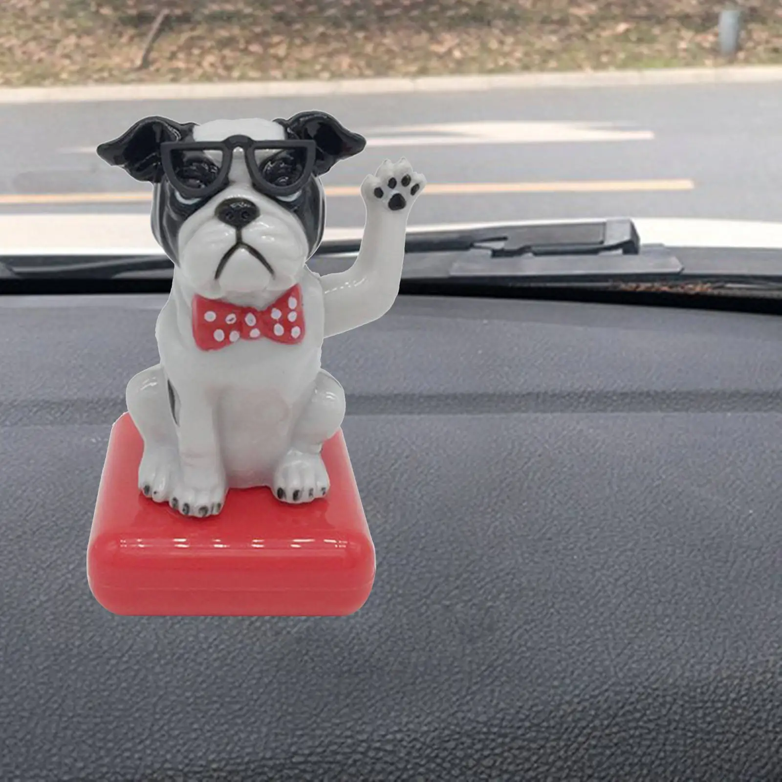 Car Dashboard Ornament Lucky Dog Accessories Automatic Swing Shaking Head Solar Power Toy Bobble Head Toy for Car Interior Cab
