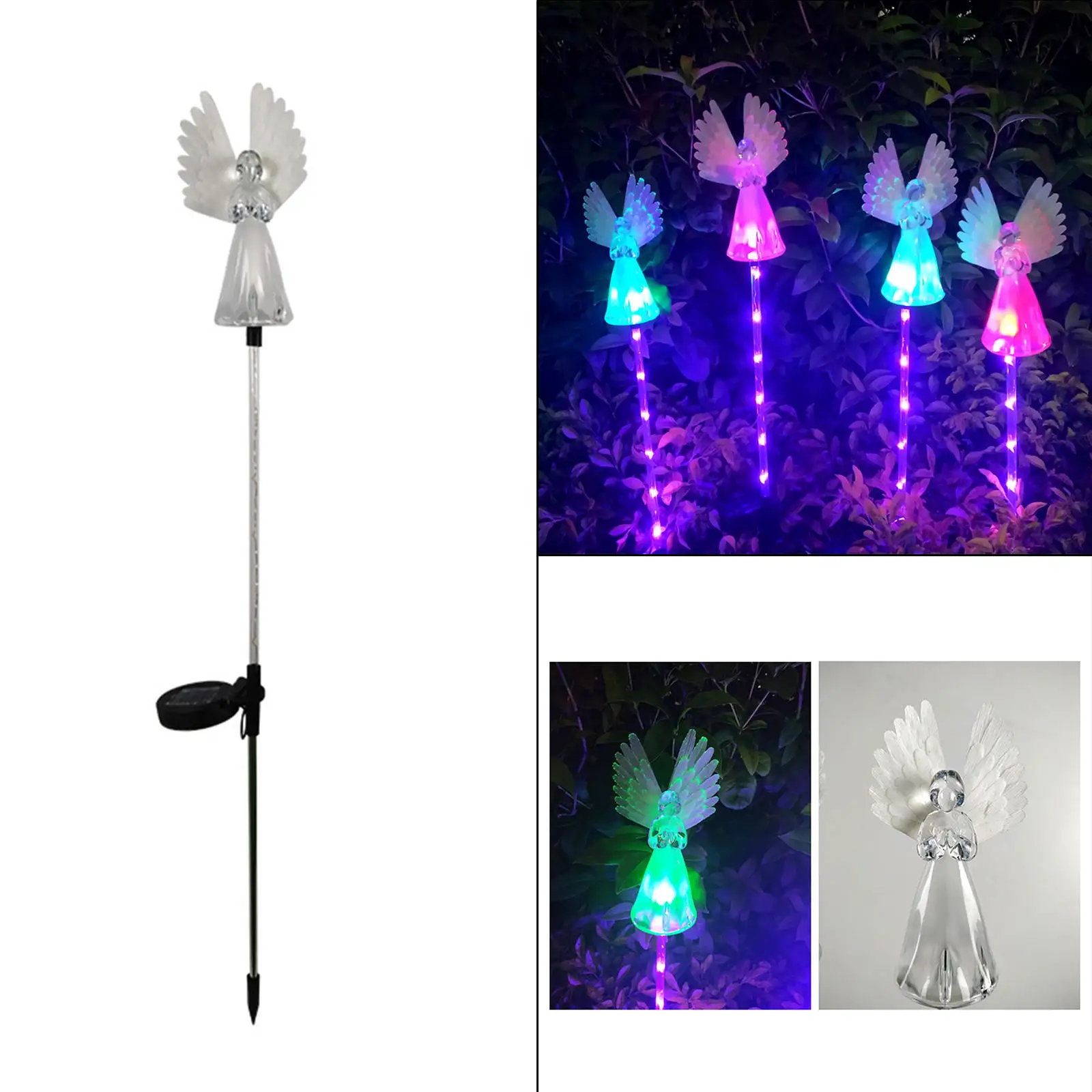 Metal Solar Angel Lights Waterproof Pathway Lights with Ground Stake for Street Outdoor Garden Decoration Toys