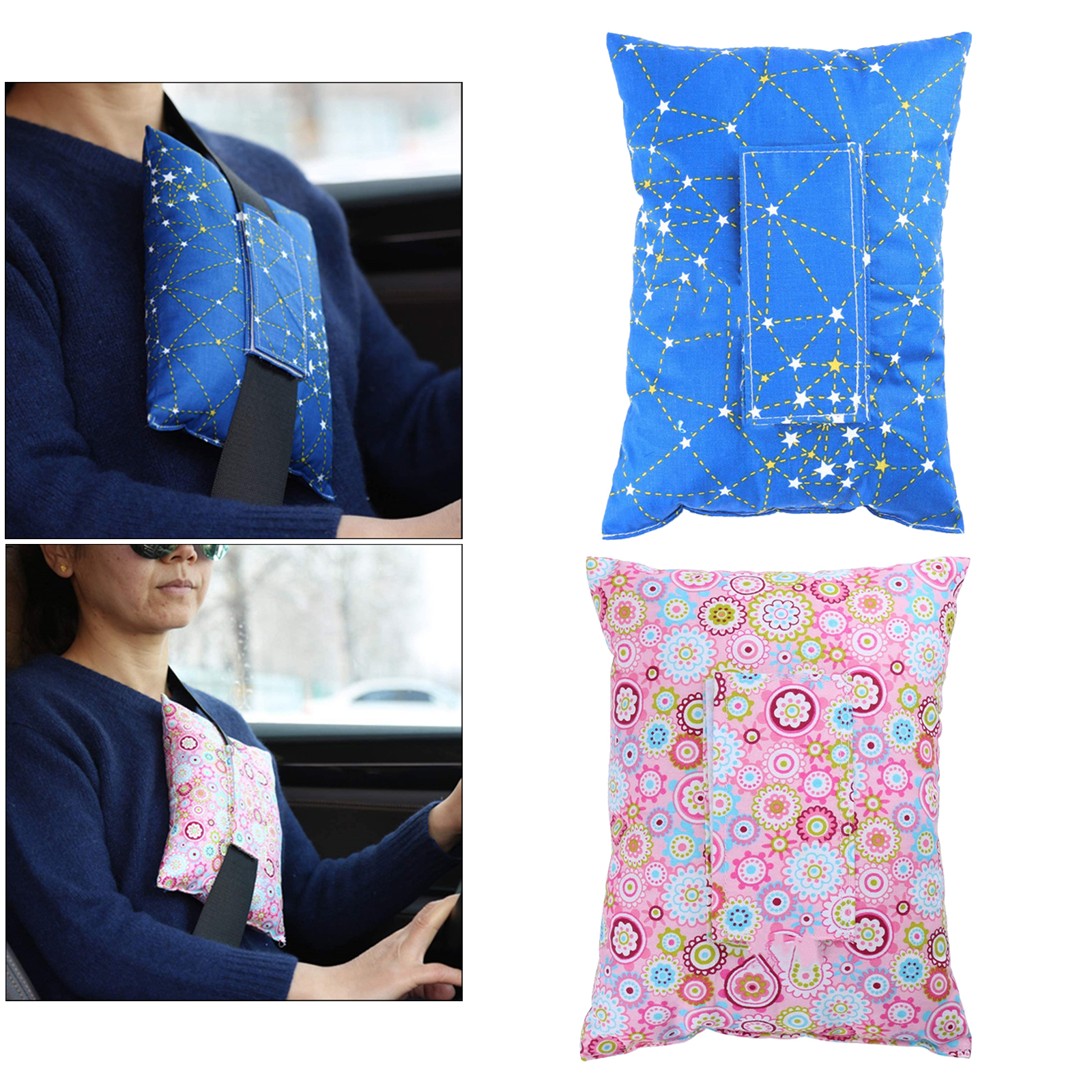Seatbelt Pillows for Post-Surgery Heart Surgery Recovery Soft Comfort Support Cushion Car Travel Pillow Gifts Flower