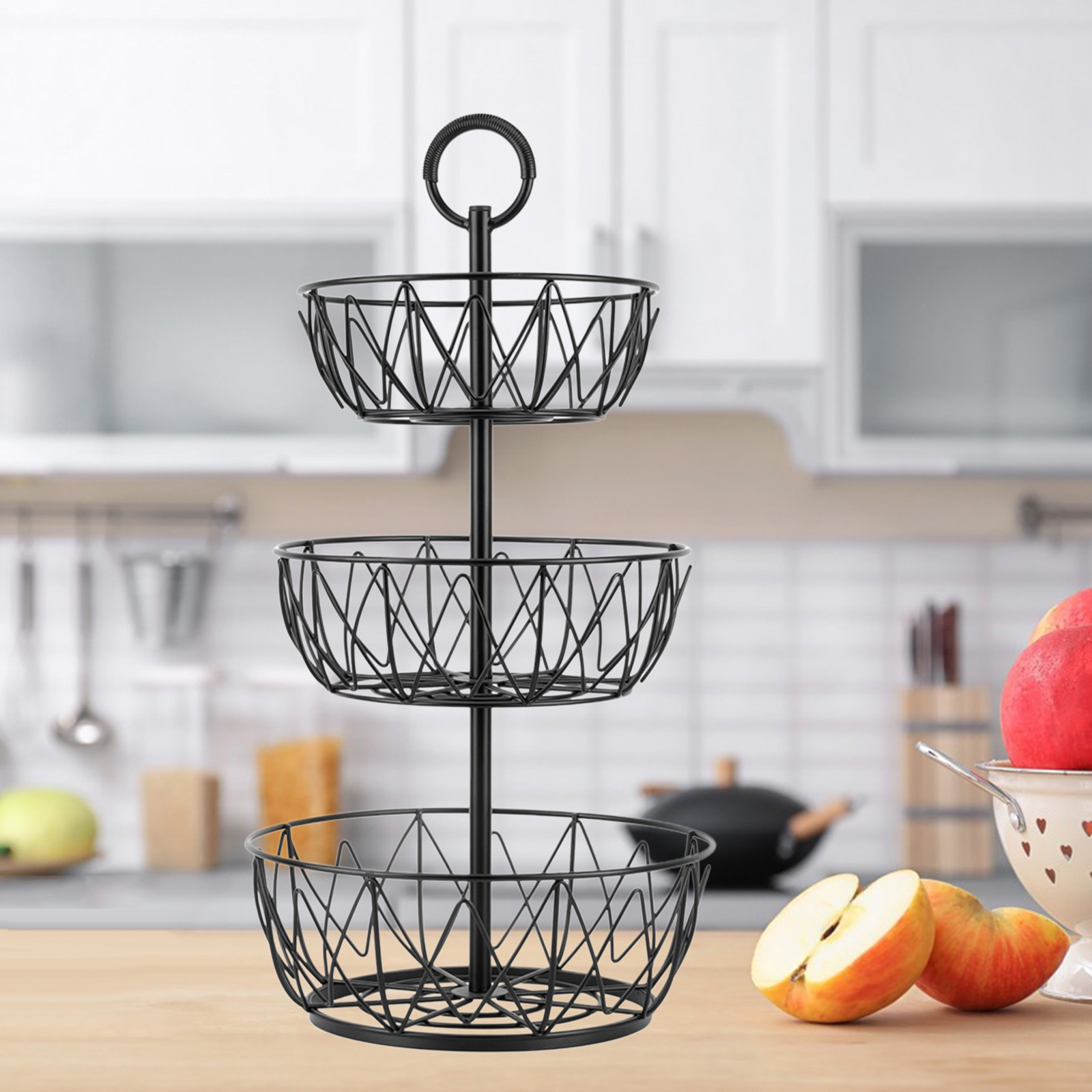 3 Tier Black Fruit Basket Holder Tabletop Bowl Stand for Vegetables Snacks Retro Home Party Festival Cake Tool Supplies