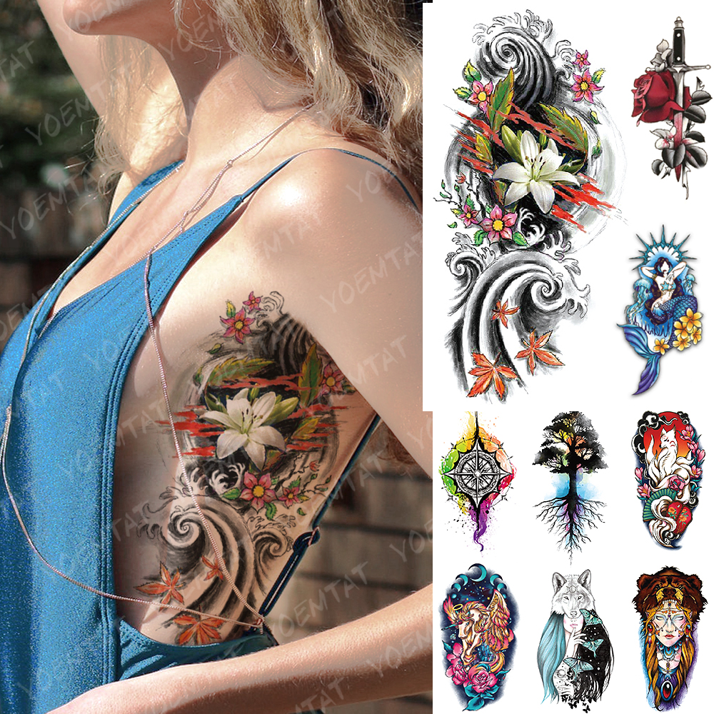 Best of Waterproof Temporary Tattoo Sticker Japanese Lily Fox Demon Flash Tattoos Mermaid Family Tree Body Art Arm Fake Tatoo Women Men Reviews & Tips