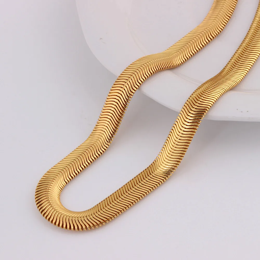 2019 Fashion Gold Necklace,Women Mens 18K Yellow Twist Bone Snake Chain 8mm 25 inch 