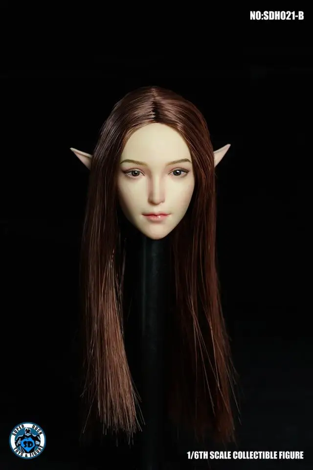 1/6 Fairy Elf Female Head Sculpt Detachable Ears PALE For 12" Female Figure USA 