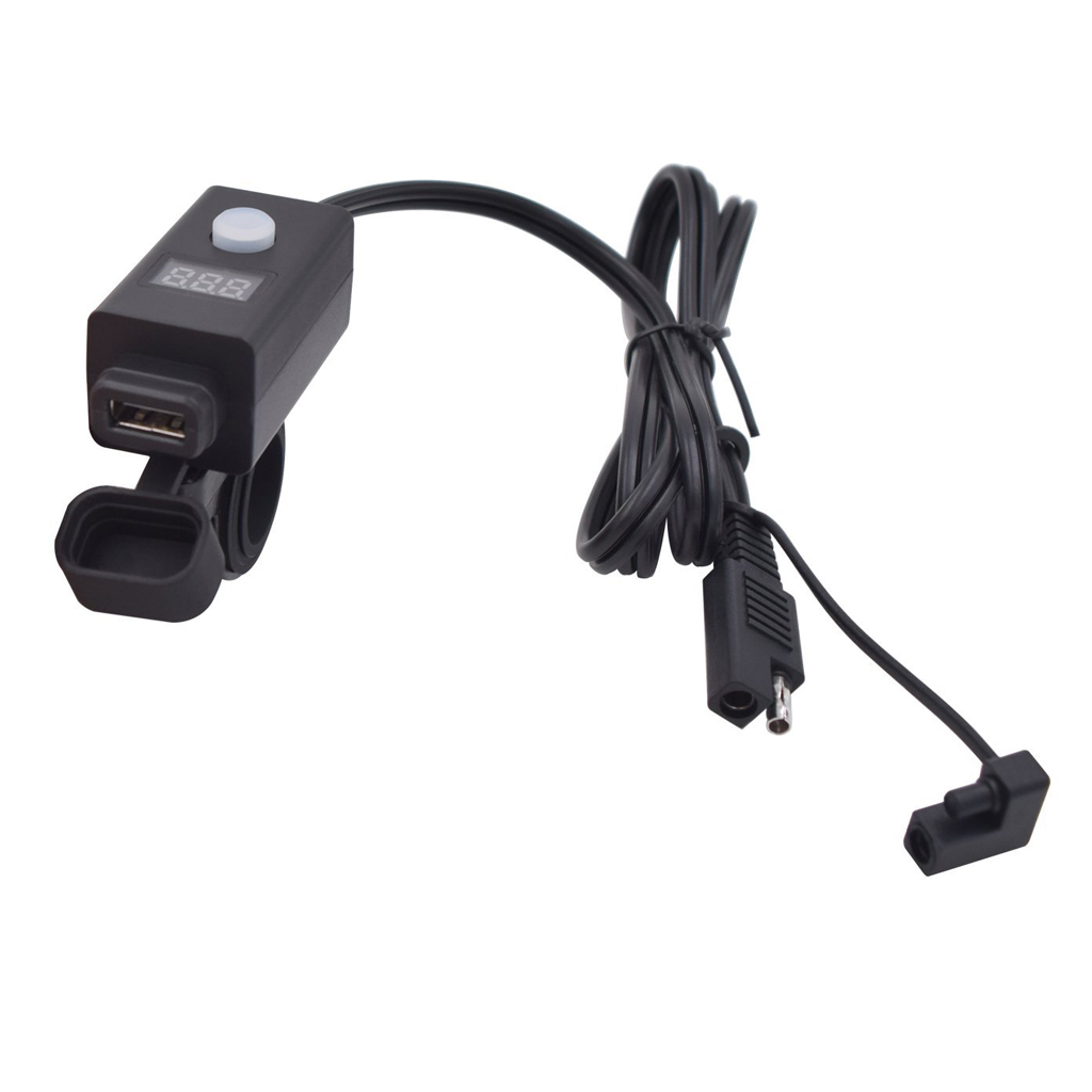 SAE to USB Adapter Motorcycle Quick Disconnect Plug with USB Charger 2.1A and LED Digital Voltmeter SAE to USB Adapter Motorcycle Quick Disconnect Plug with USB Charger 2.1A and LED Digital Voltmeter