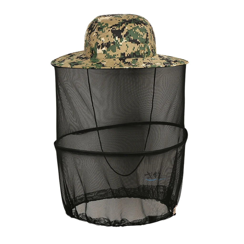 Mosquito Head Net Hat Safari Hiking Fishing Hats Sun Protection Bucket 