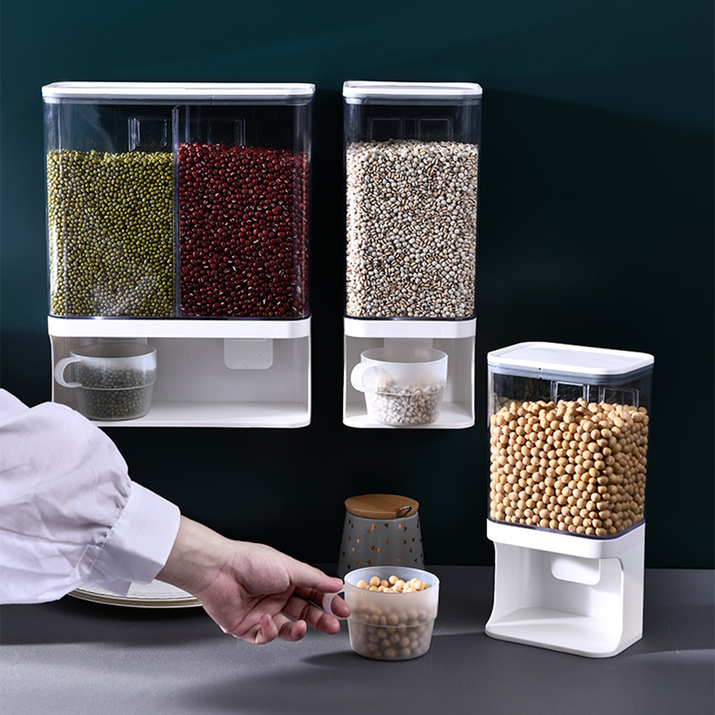 Countertop Rice Bucket Grain Dispenser Dry Food Storage Container