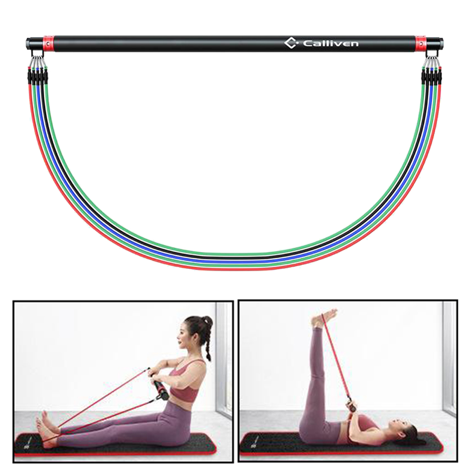 Portable Pilates Bar Stick Adjustable Exercise Bar Resistance Band for Yoga Gym