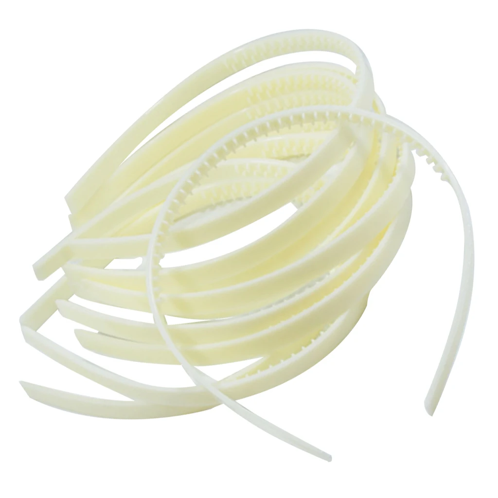 10pcs 10mm/0.4" Black/White Plastic Plain Flexible Alice Hair Bands Headband bride headband