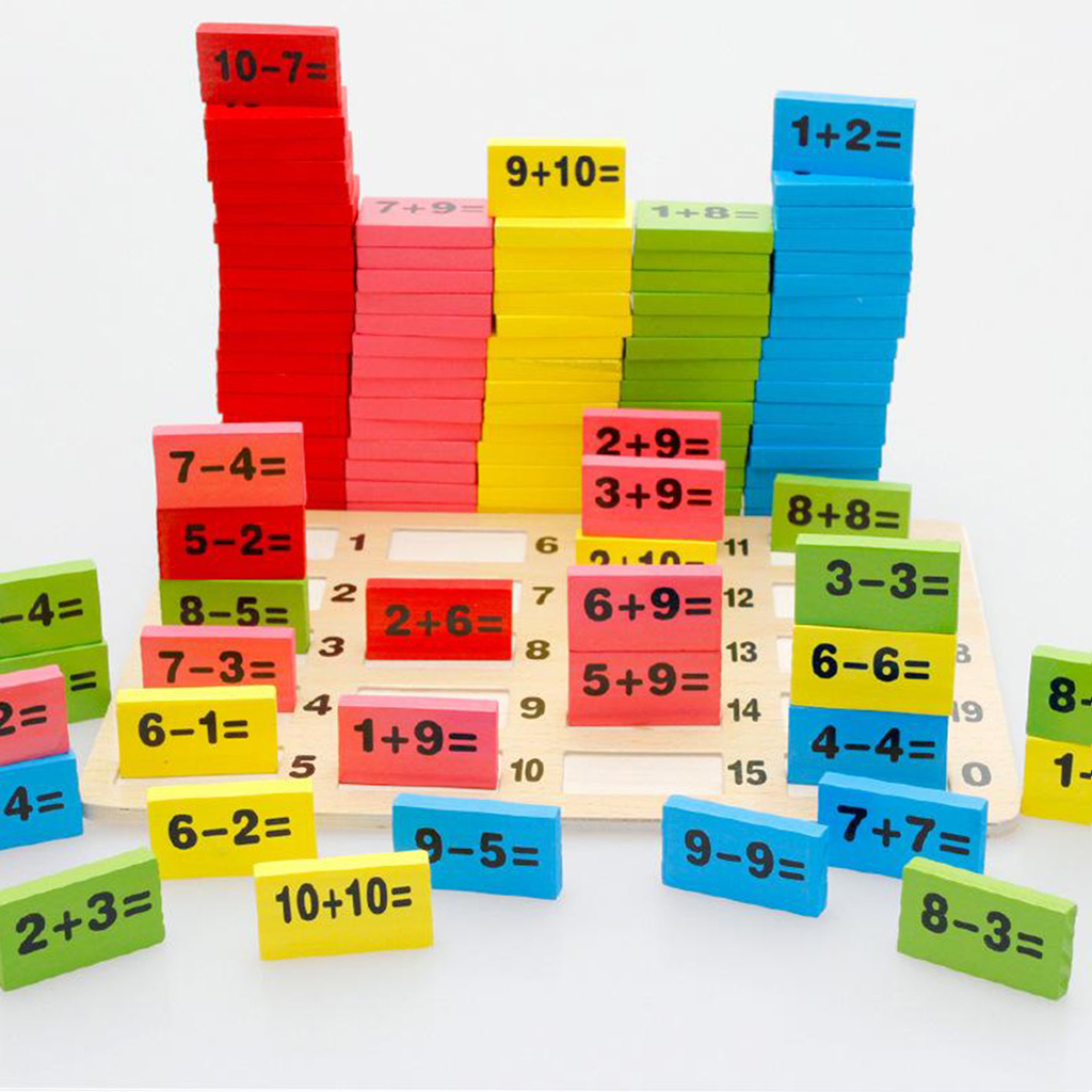 110PCS Colorful Wooden Children Math Counting Calculation Domino Toys Game