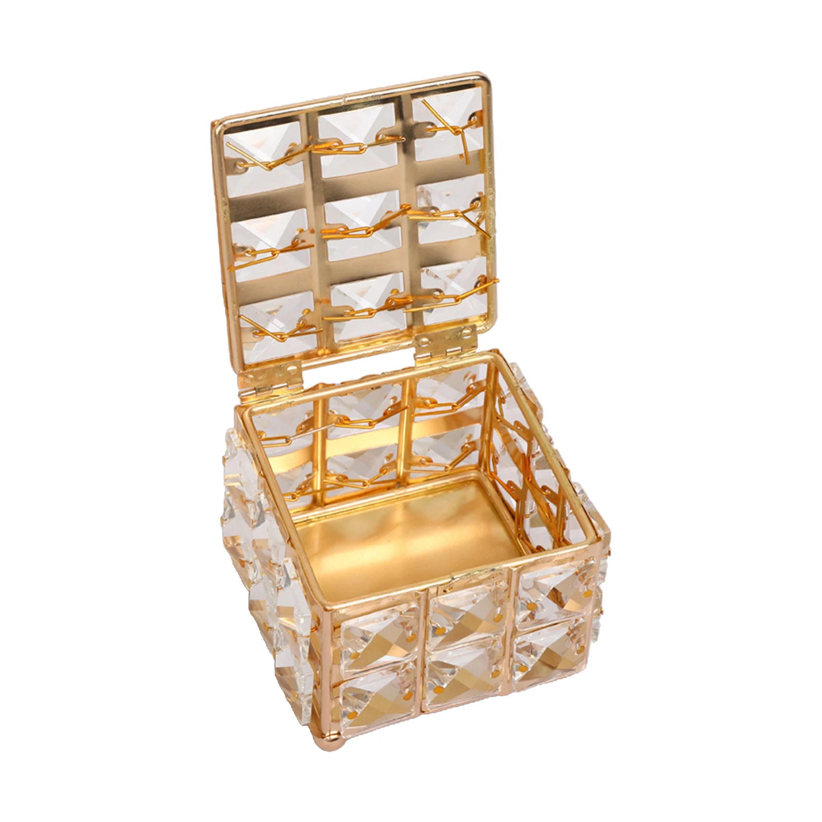 Exquisite Crystal Jewelry Box with Lid Rhinestone Ring Trinket Storage Case