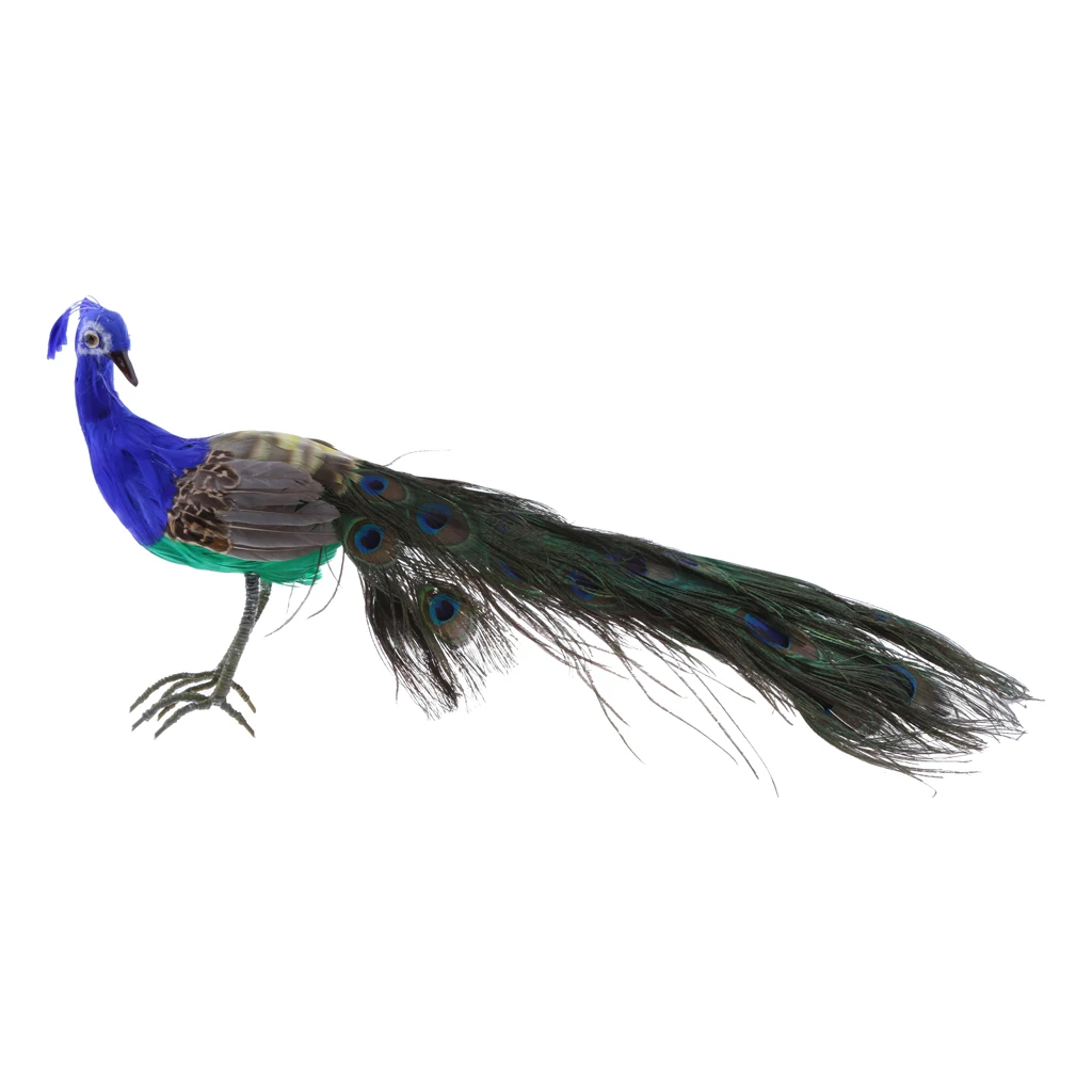 Vivid Artificial Peacock Bird Realistic Taxidermy Home Garden Yard 