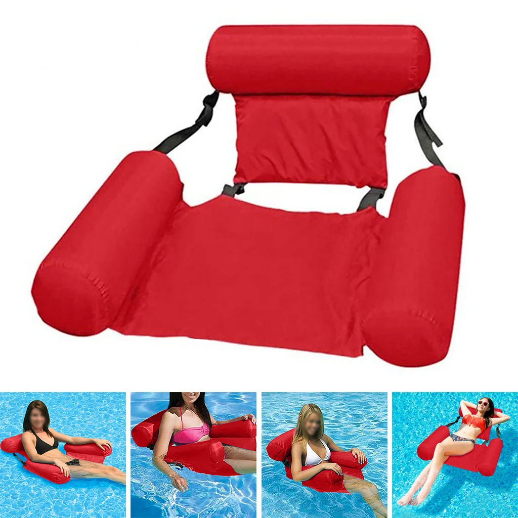 Inflatable Foldable Floating Row Backrest Air Mattresses Bed Beach Swimming Pool Water Sports Lounger Float Chair Hammock Mat