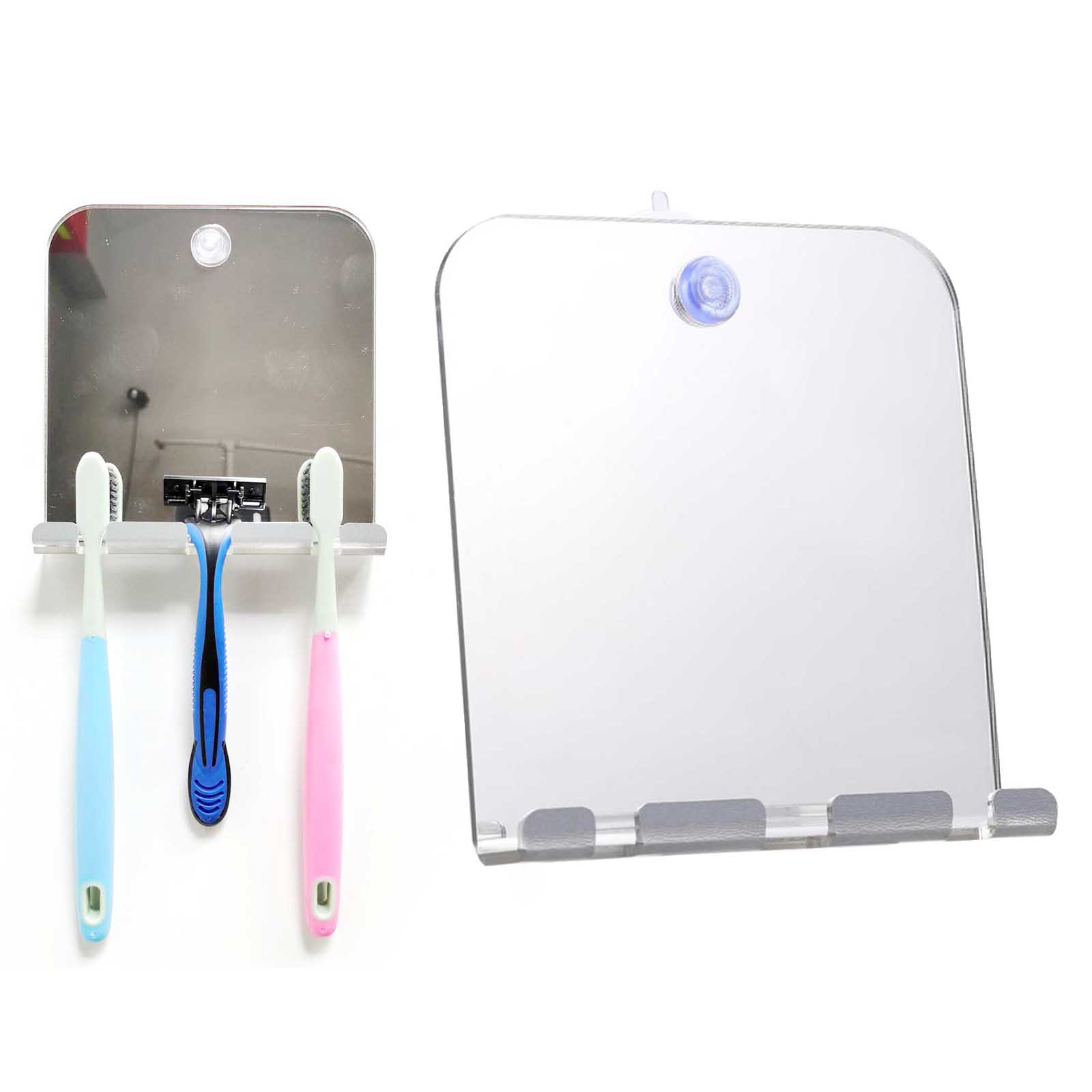 Acrylic Anti Fog Mirror Bathroom Shower Shaving Fogless Mirror Washroom Travel Accessories with 2pcs Wall Suction For Men Women